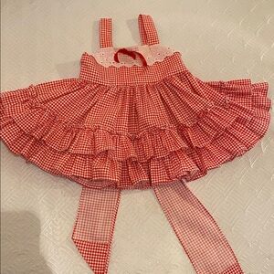Vintage Lid’l Dolly’s sundress red white gingham size 1T 18m 24 m